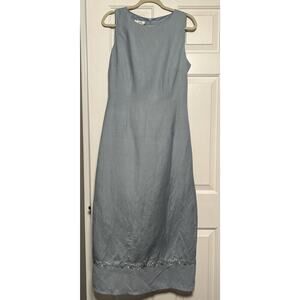 VTG linen blend sz 12 Linen Dress Cottagecore 90s Embroidered Floral Fairycore